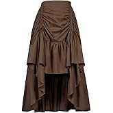 Qosivfey Women's Long Dress Gothic Steampunk Victorian Renaissance High Low Skirt