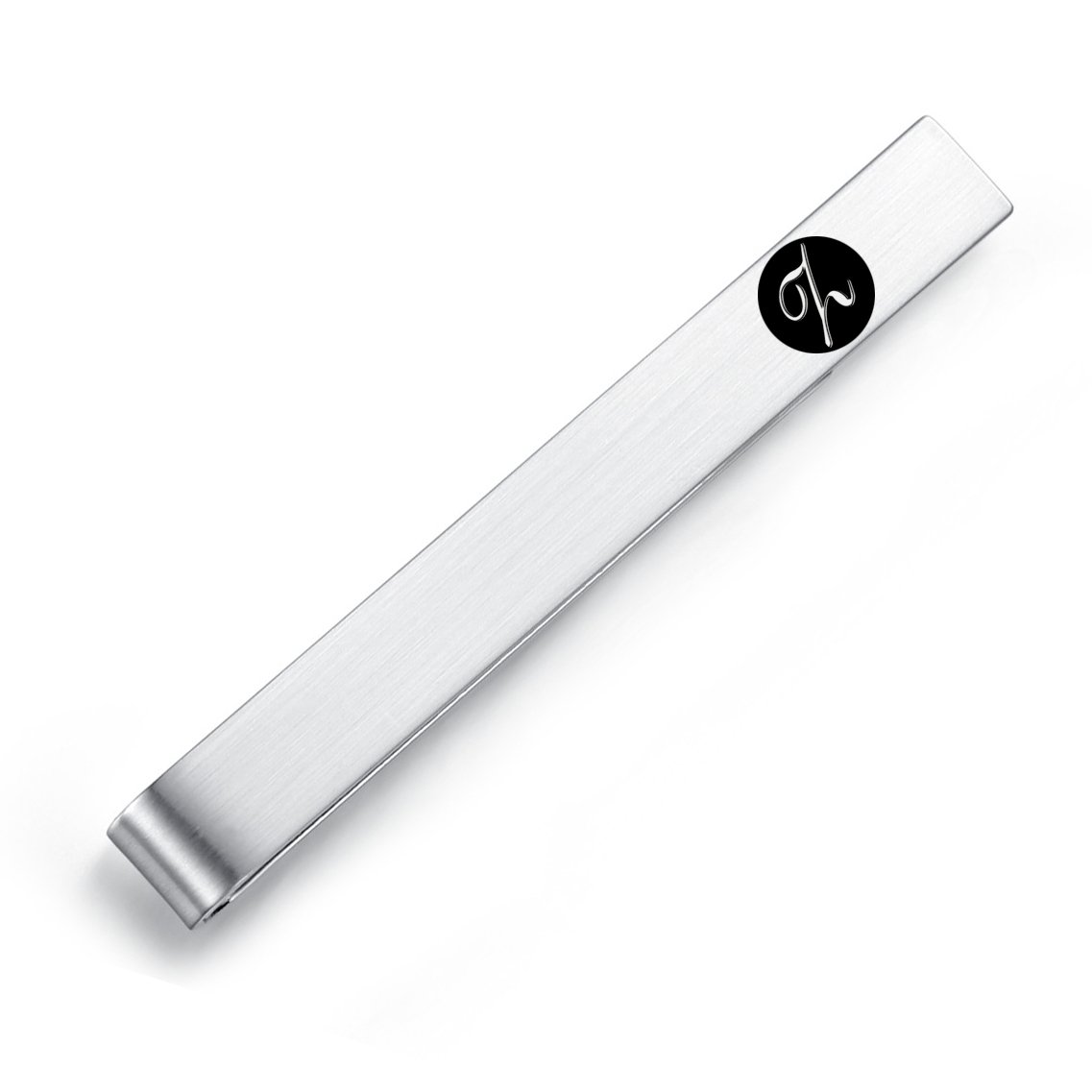Honey Bear Mens Initial Alphabet Letter Tie Clip Bar - Normal Size Stainless Steel For Business Wedding Gift,5.4cm,Brushed Silver with Black A - Z (Z)
