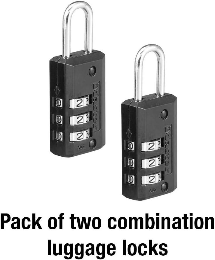 Master Lock 646T Set Your Own Combination Luggage Lock, 2 Pack, Black - Padlocks - 