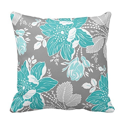 Chic Teal and Gray Floral Pillow Cover 1.29 + Free Shipping Amazon