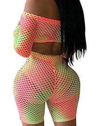 Conjunto de 2 piezas de trajes de verano de manga larga con parte superior de malla para dama