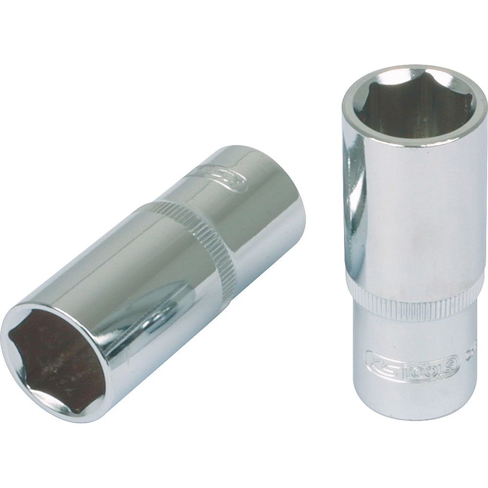 KS Tools 1/2 Inch Socket Flank-Drive 19 mm Hexagonal, Long Design, High Gloss, on Hanger — image 1