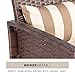 SOLAURA 3 Pieces Outdoor Furniture Brown Wicker Bistro Set Light Brown Cushions with Classic Gold Stripe Throw Pillows and Coffee Table
