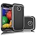 Motorola Moto E Case, Moto E 1st Gen Case, Tekcoo(TM) [Tmajor Series] [Gray/Black] Shock Absorbing Hybrid Rubber Grip Plastic Impact Defender Rugged Slim Hard Case Cover Shell for Moto E 2014