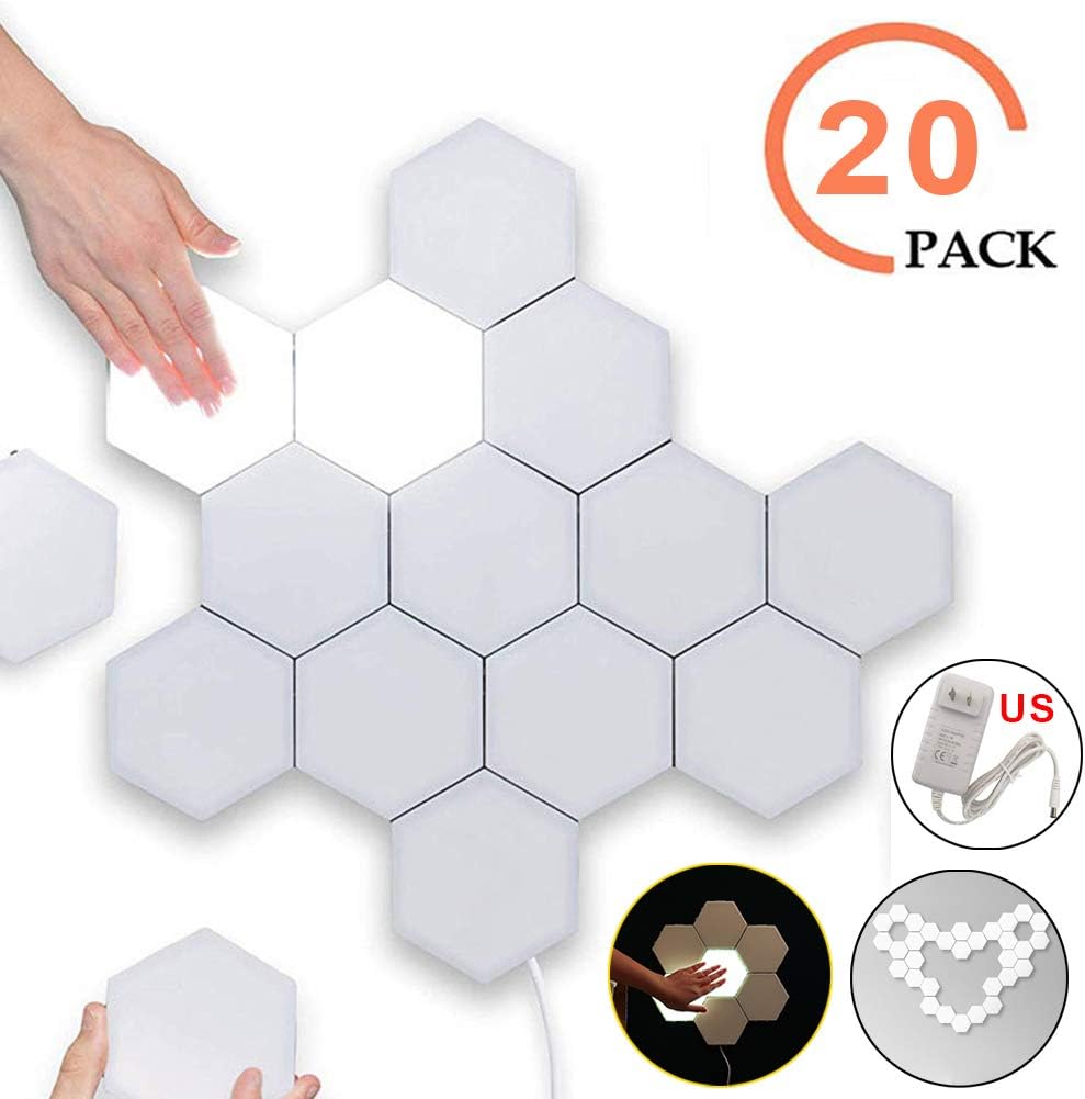Vaughenda 2020 New Creative Hexagonal Touch Sensitive Wall Night Light, Modular Geometry Assembly Honeycomb LED Lamp for Home, Kids' Room, Christmas, New Year, Festival Decoration