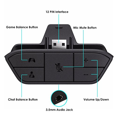 Stereo Headset Adapter, for Xbox One Controller with Audio Mic ...