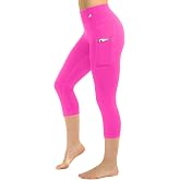 CompressionZ Women's Compression Capri Leggings High Waisted Performance Shaping Gym, Pilates, Travel, Yoga, Workout Pants Pockets Pink 2X-Large