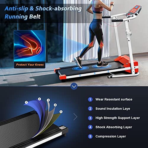 Foldable Treadmill Electric Running Machine Folding Walking Pad 12 Program Portable Compact