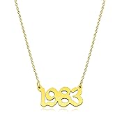 Ovian Birth Year Number Necklace for Women 18K Gold Plated Stainless Steel Birthday Pendant Necklace Memorable Anniversary Jewelry