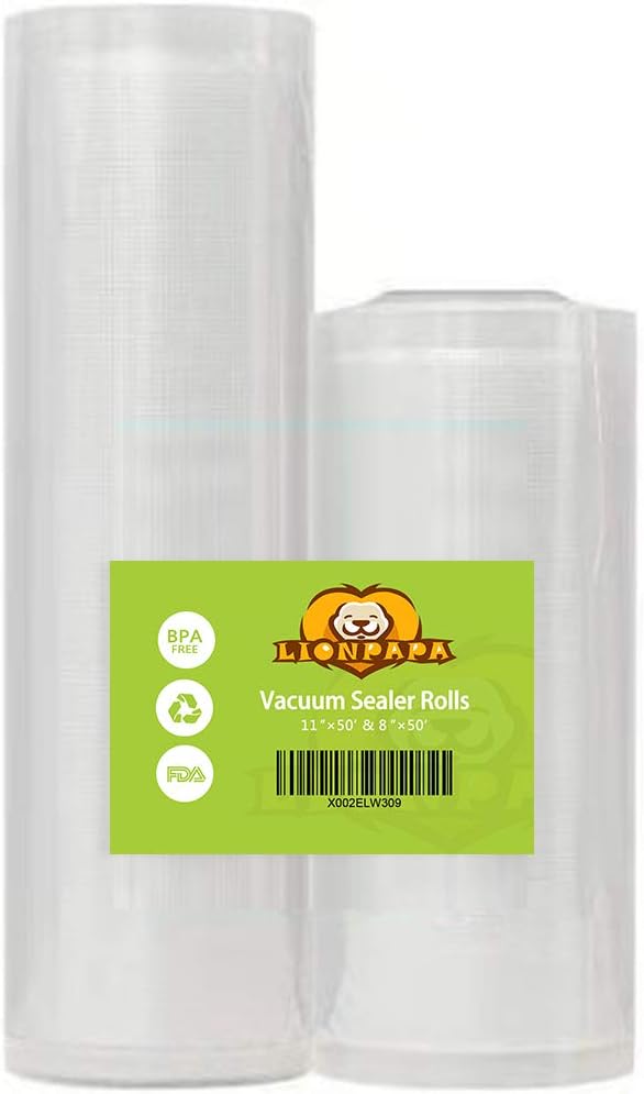 Vacuum Sealer Bags 11x50 and 8 x50 for FoodSaver and Seal A Meal-BPA Free 2 Rolls