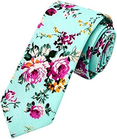 Qianyi Skinny Cotton Printed Floral Neckties Ties Neck Tie for Men (001)