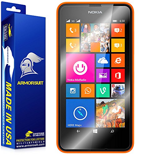 ArmorSuit MilitaryShield - Nokia Lumia 630 / Nokia Lumia 635 Screen Protector (Case Friendly) Anti-Bubble Ultra HD - Extreme Clarity & Touch Responsive Shield with Lifetime Free Replacements - Retail Packaging