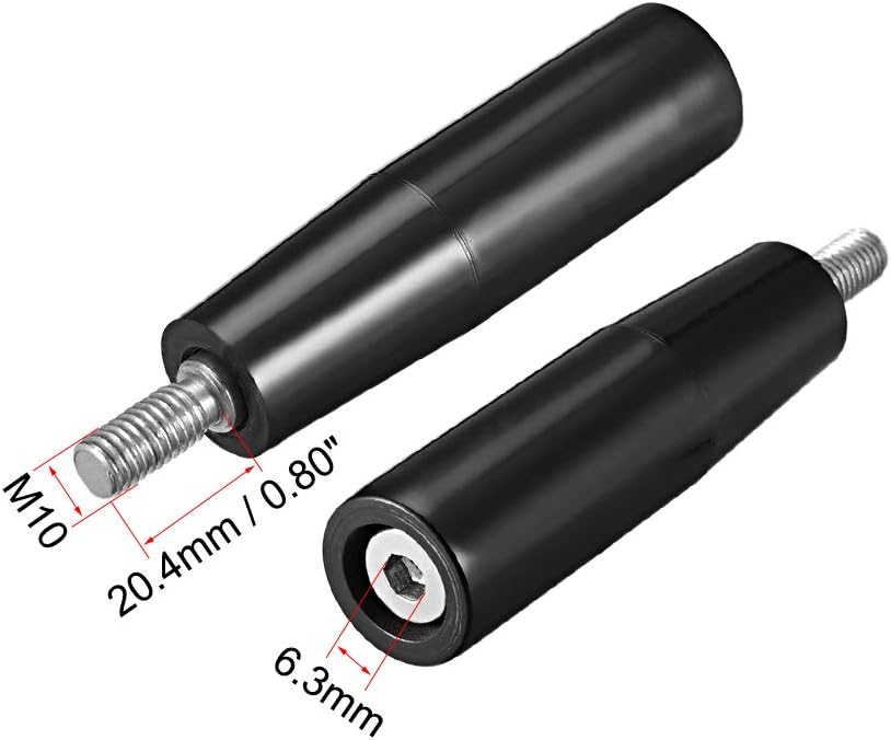 sourcing map Revolving Handwheel Machine Handle M10 Male Threaded Stem for Milling Machine, Black, M10 x 100mm - Image 4