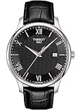 Tissot Men's 'Tradition' Swiss Quartz Stainless Steel and Leather Dress Watch, Color:Black (Model: T0636101605800)