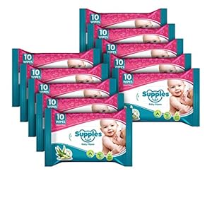 Supples Baby Wet Wipes with Aloe Vera and Vitamin E – 10 Wipes/Pack (Pack of 10)