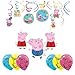 Another Dream Peppa Pig Mega Deluxe Party Pack with Decorations for 16 with Plates, Napkins, Cups, Tablecover, Candles, Swirls,Scene Setter and Photo Props, Cutlery, Garland, and Exclusive Pin