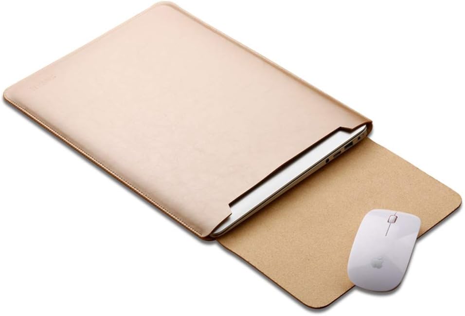 ele ELEOPTION Microfiber Leather Laptop Sleeve Slim Case Cover Luxury PU Leather Case Elegant Protective Case Integrated Mouse pad for Macbook 12"