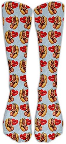 Men's Novelty Cute Hot Dog Baseball Casual Outdoor Sport Calf High Long Socks Athletic Crew Socks