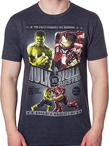 Men's Hulk Vs Hulk Buster Movie avengers T-Shirt Charcoal Heather Medium
