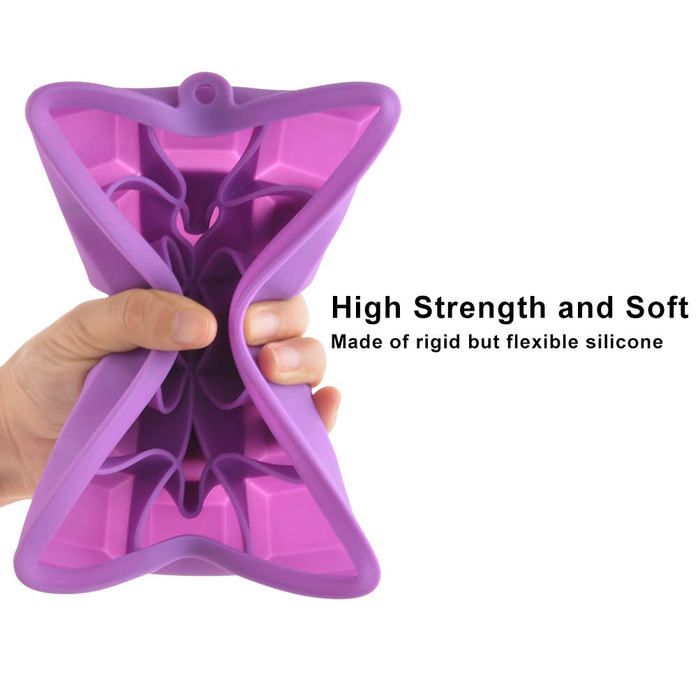 2-Pack Large Silicone Ice Cube Trays with Lids Easy Release Ice Cube Molds Set for Whiskey, Baby Food Silicone Cake Mold 15 Cavity