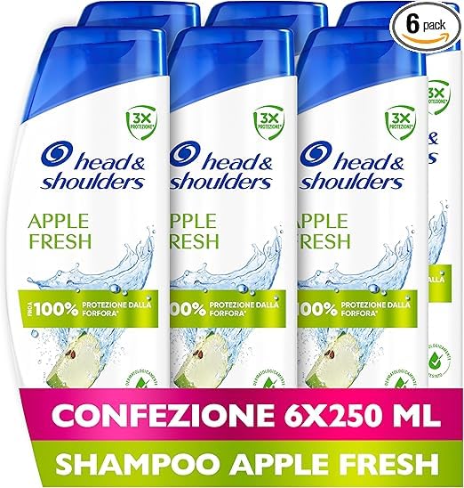 Head & Shoulders Apple Fresh Anti-Schuppen-Shampoo, 250 ml, Vorteilspackung X6. Für den täglichen Gebrauch. Bis zu 100% Schuppenschutz, klinisch getestet. Für alle Haut- und Haartypen