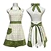 Cute Lovely Unique Design Women Girls Ladies Retro Apron with Chic Pocket for Cooking Kitchen, Green