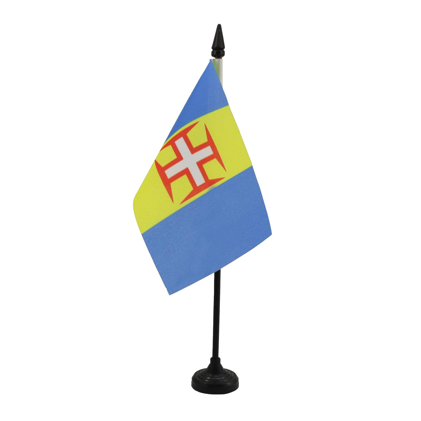 AZ FLAG - Madeira Table Flag 4'' x 6'' - Maderian Office Mini Banner 100% Polyester 15 x 10 cm - Mini Desk Flag with 10'' Pole and Black Plastic Base