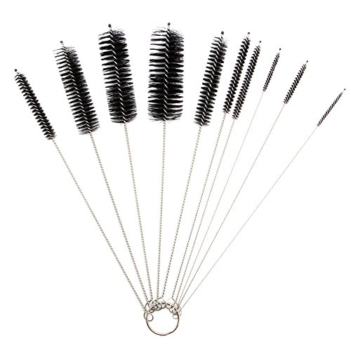 10Pcs Black Household Bottle Tube Cleaning Brush Set Home Kitchen Clean Tool (Black)