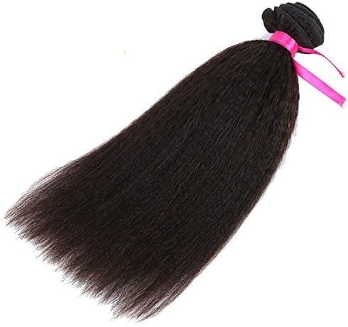 VRwig Kinky Straight Coarse Yaki 7A Grade Virgin Brazilian Human Hair Weft Weave 100g/Bundle Unprocessed Natural Color For Black Women (16" Hair Length)