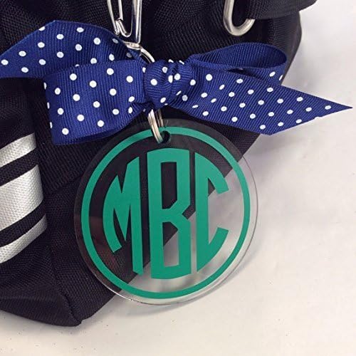 Circle Monogram Bag Tag Personalized with Your Intials and Your Colors