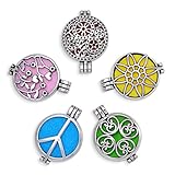 5pcs Mix Style Antique Silver Lockets Essential Oil Diffuser Charms Pendant