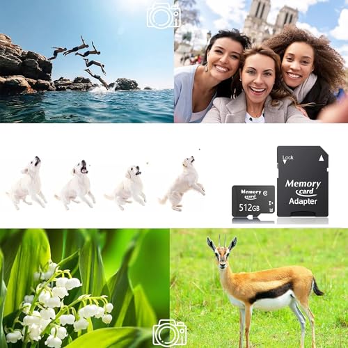 1 Set MicroSDXC MicroSD Card 512GB with Adapter,Full HD & 4K UHD Card Class10 U3 High Speed for Camera/Phone/Tachograph,Tablet and Drones