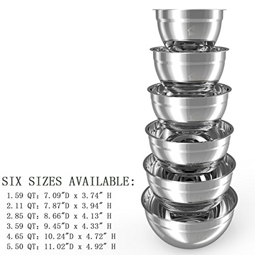 image for Mixing Bowls Stainless Steel, Thickened Premium Nesting Bowls by Umite