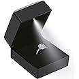 LED Ring Earring Box for Proposal, Wedding, Engagement， Luxury Jewelry Gift Box with LED Light, Jewellry Display Box (Black)