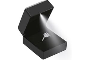 LETURE LED Ring Earring Box for Proposal, Wedding, Engagement， Luxury Jewelry Gift Box with LED Light, Jewellry Display Box (Black)