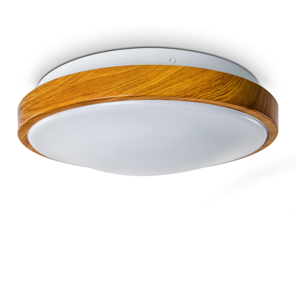 HOFSTEIN Bathroom Ceiling Lamp - Wood Look, Warm White Light, 12W LED, 900 Lumen, IP44 Rated, Modern Style, 8cm H x 30cm D, White Color, Bathroom Use