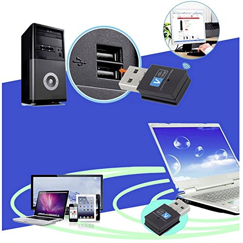 WiFi Adapter,NETVIP USB Wireless Network Adapter 300Mbps WiFi Card 2.4GHz WLAN Dongle for PC/Desktop/Tablet,Compatible with Windows XP/Vista/Win7/Win8/Mac System - Black