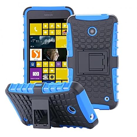 ECENCE Handyhülle Schutzhülle Outdoor Case Cover kompatibel für Nokia Lumia 630/630 Dual SIM / 635 Handytasche Blau 22030306