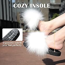 Women's Furry Slides Faux Fur Slides Fuzzy Slippers