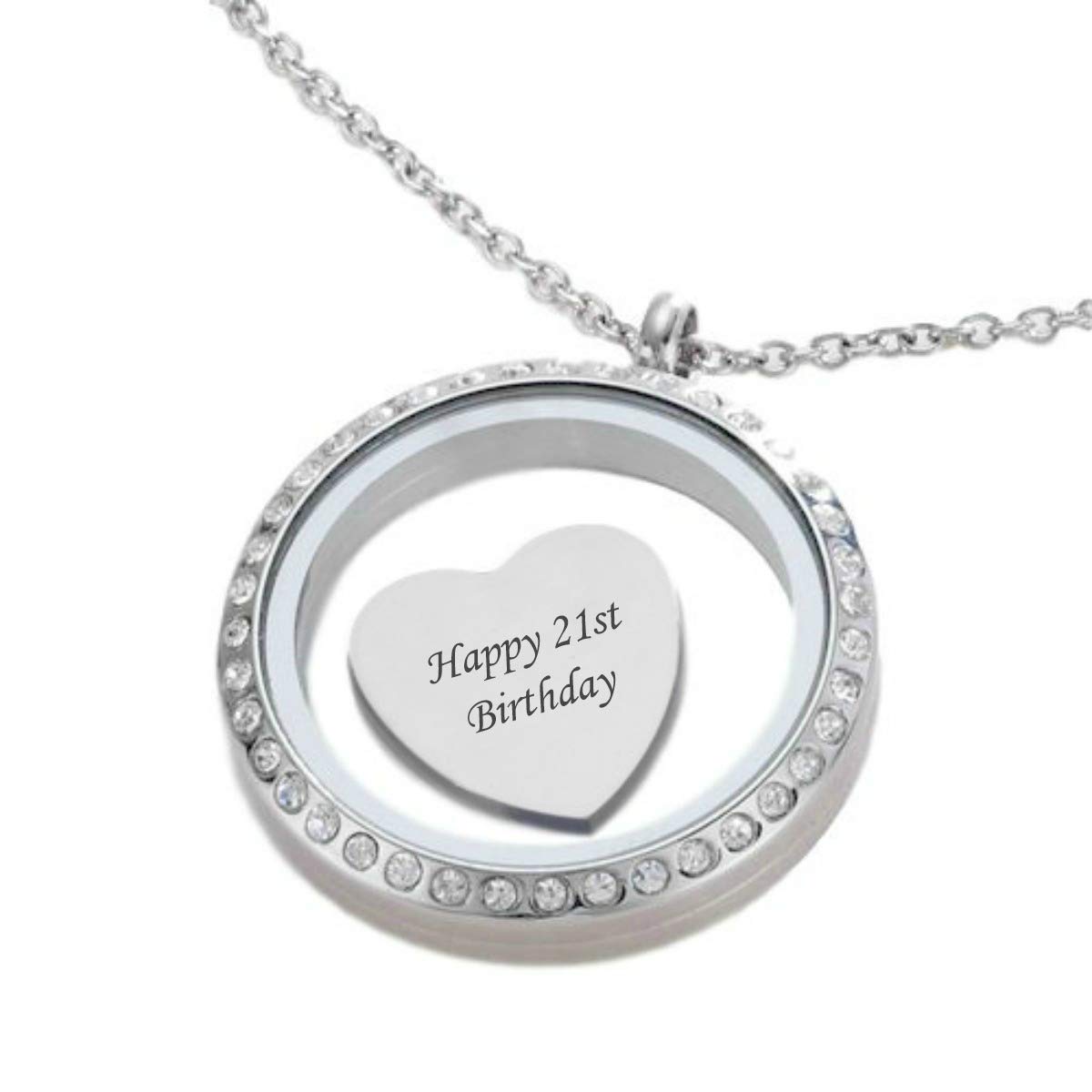 Charming Engraving 21st Birthday Gift for her, Glass Locket Birthday Necklace with Engraved Heart inside, 21st Birthday Present, Jewellery Gift, Locket for Daughter, Friend, Granddaughter etc