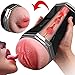 Male Masturbator Cup, Lnabni USB Rechargeable 3D Realistic Vagina and Mouth Masturbator with Teeth and Tongue, Smart Vibrating Sucking Pump with Hot Moan, Pocket Pussy and Oral Sex Toys (luba)