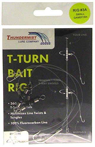 Thundermist Lure Company #3A Saltwater Porgy/Snapper/Croaker/Sea Trout/Tautog/Spot/High-Low Rig T-Turn Bait Rig, Clear (Best Bait For Porgy)