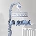 Lambs & Ivy Indigo Elephant Musical Mobile, Blue/White