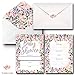 20 Pack Baby Shower Invitations for Girl, Floral Fill in Blank Invite Cards W/Envelopes and Matching Seal Sticker, 5x7 Double Sided Postcard Style Invites Card