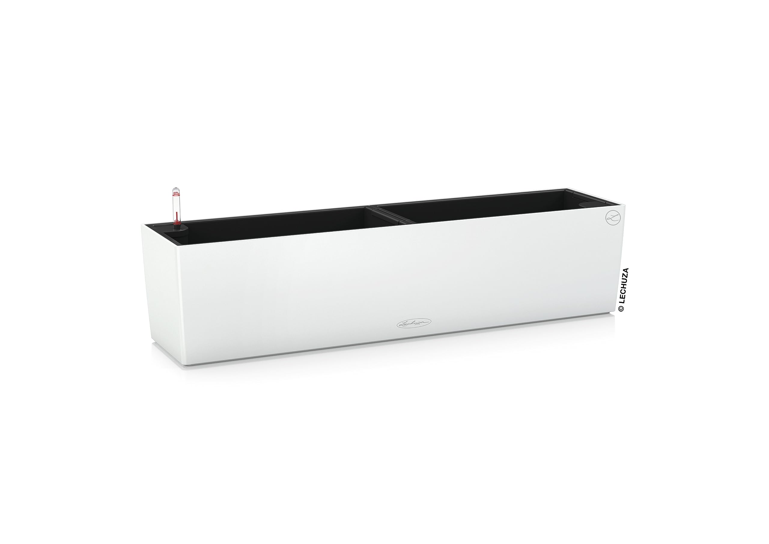Lechuza BALCONERA Color 80 Self Watering Planter Plastic Indoor/Outdoor Flower Plant Pot Table and Window Box with Drainage Hole H19 L80 W19 cm White