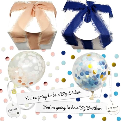 2 Pregnancy Announcement Boxes Pop Balloon with Message Baby Pregnancy Reveal Gift Box Surprise Baby Announcement Ideas for Grandparents Dad Children Friends