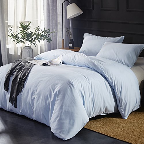 OAITE Duvet Cover,Protects and Covers your Comforter/Duvet Insert,Luxury 100% Super Soft Microfiber,King Size,Color LightSkyBlue,3 Piece Duvet Cover Set Includes 2 Pillow Shams - Thumbnail 2