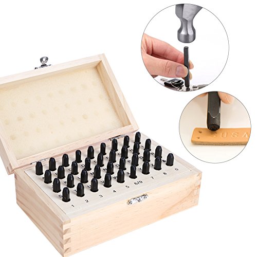 36pcs Letter Number Alphabet Punch Stamp Set, 4mm Stainless Steel Metal Stamping Kit Leather Wood Craft Stamping Tool,