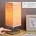 ZEEFO Touch Control Sensor Table Lamp, Simple Design Bedside Table Lamp with Touch Function, Sliver Base and Fabric Shade Desk Lamp is Perfect for Bedroom, Living Room, Guest Room, Office (Square)