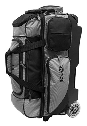 KAZE SPORTS 3 Ball Bowling Roller with Color Match Add On Spare Tote and Accessories Pack (Black)
